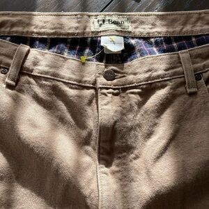 L.L. Bean Men's Flannel lined Brown Denim Cotton Pants